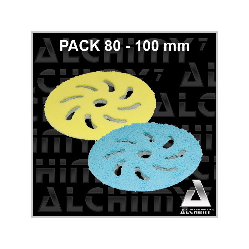 PACK Mousses Microfibres Bleue/Jaune 80/100 mm